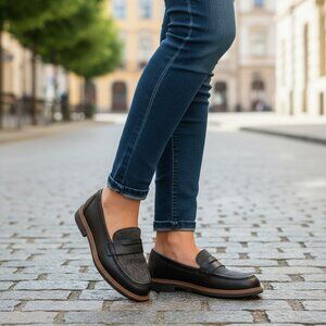 CLARK'S Wool & Leather Slip On Loafer Shoes Women's 6.5M Flat Low Heel Non Slip